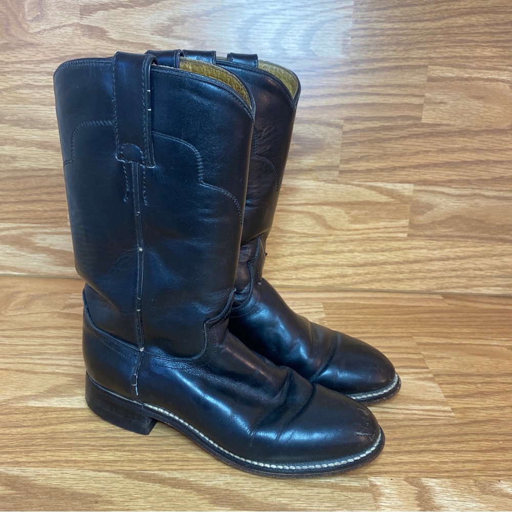 TONY LAMA Black Leather Cowgirl Boots Style 7501L Western Ropers Womens 4 C